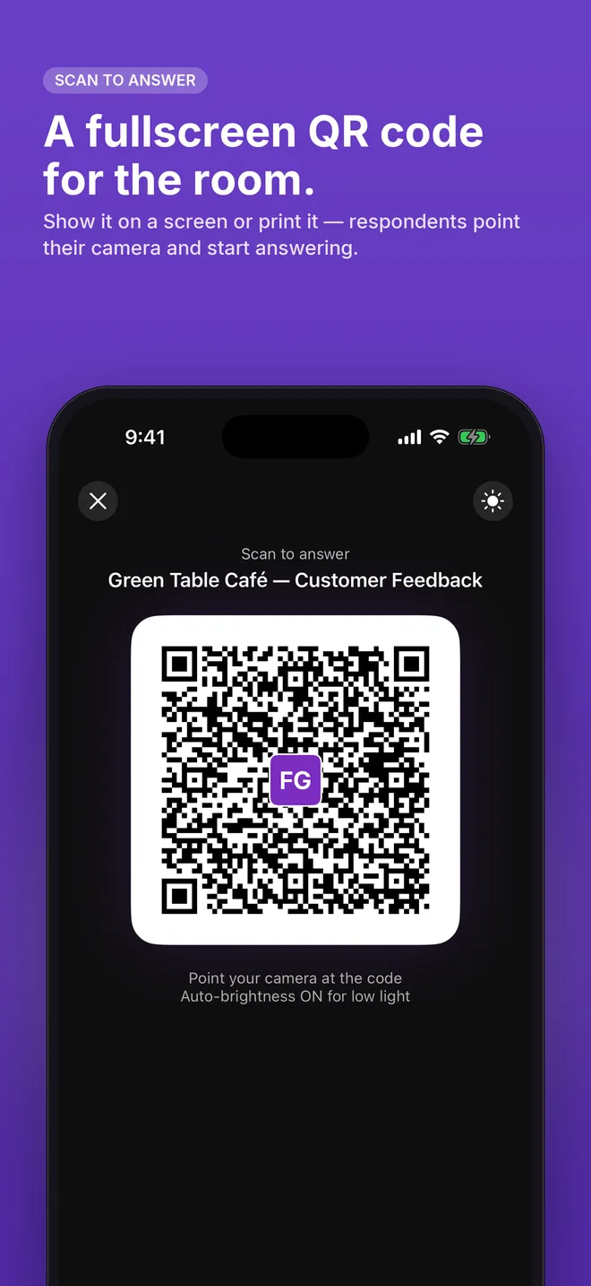 Fullscreen QR code