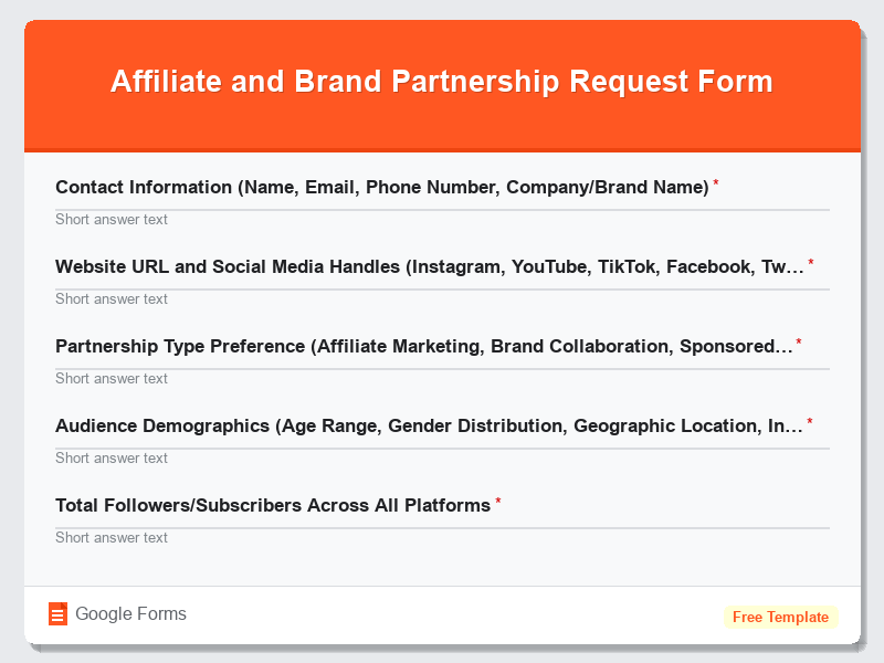 Affiliate and Brand Partnership Request Form