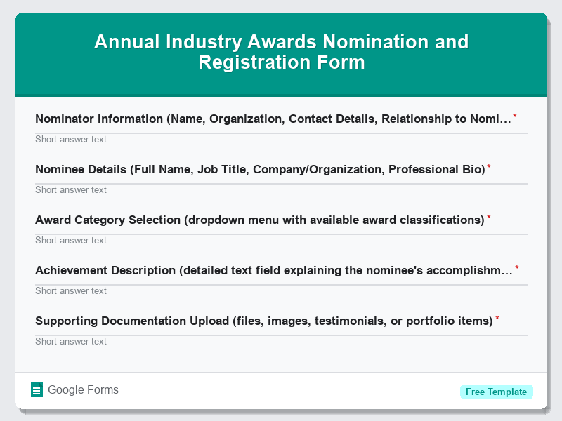 Annual Industry Awards Nomination and Registration Form
