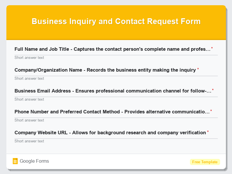 Business Inquiry and Contact Request Form