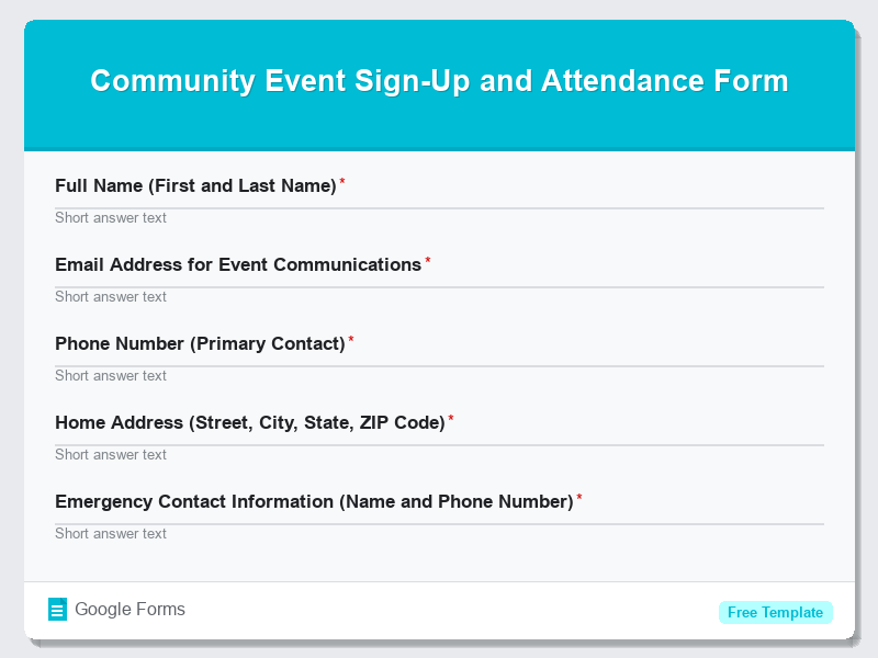 Community Event Sign-Up and Attendance Form