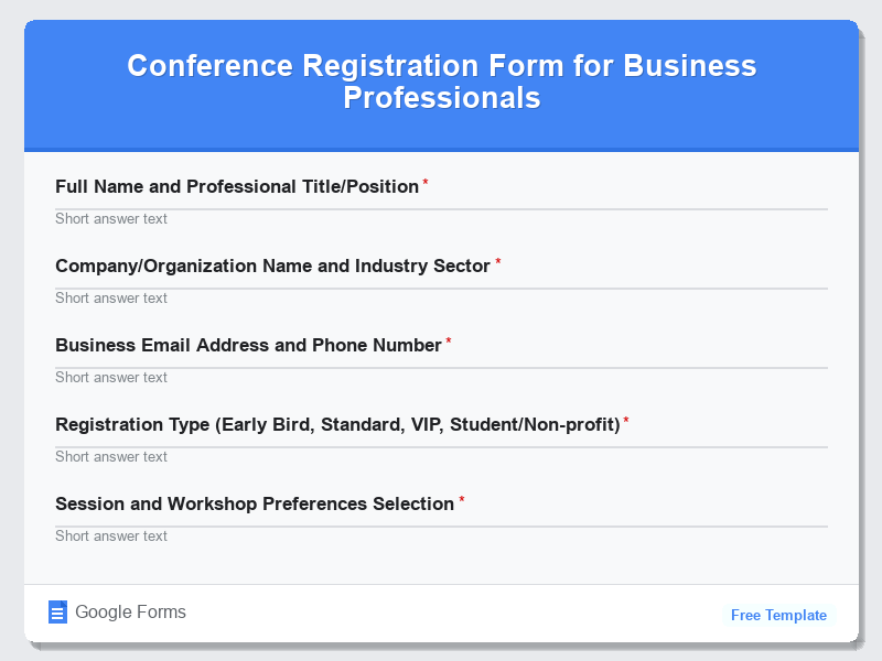 Conference Registration Form for Business Professionals