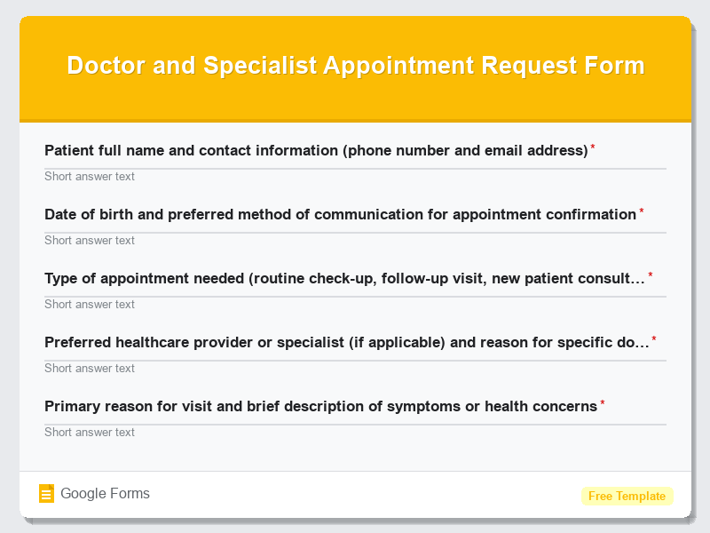 Doctor and Specialist Appointment Request Form