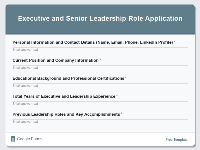 Executive and Senior Leadership Role Application