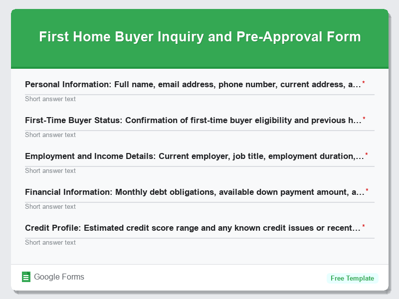 First Home Buyer Inquiry and Pre-Approval Form