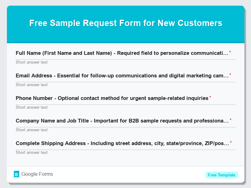 Free Sample Request Form for New Customers