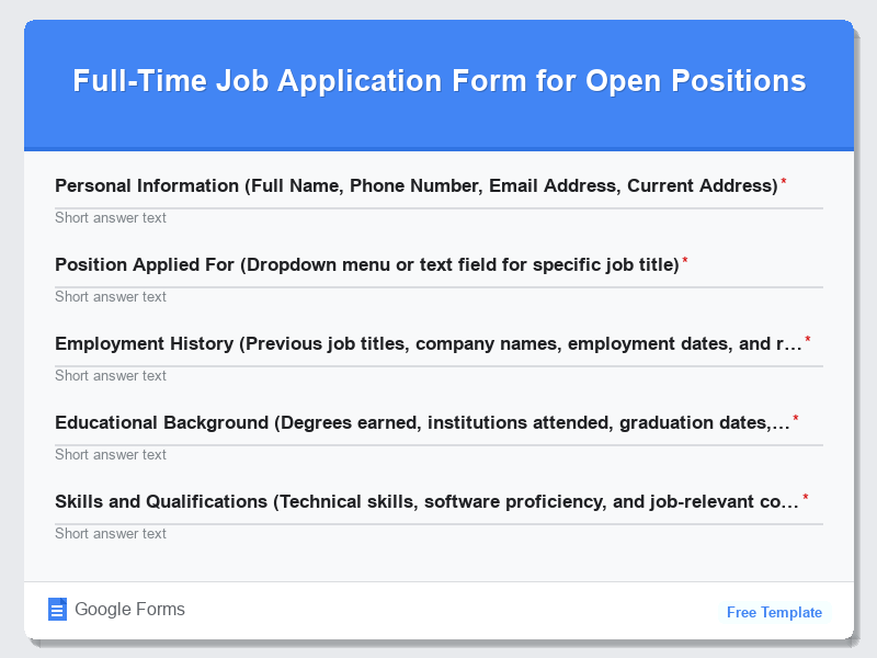 Full-Time Job Application Form for Open Positions