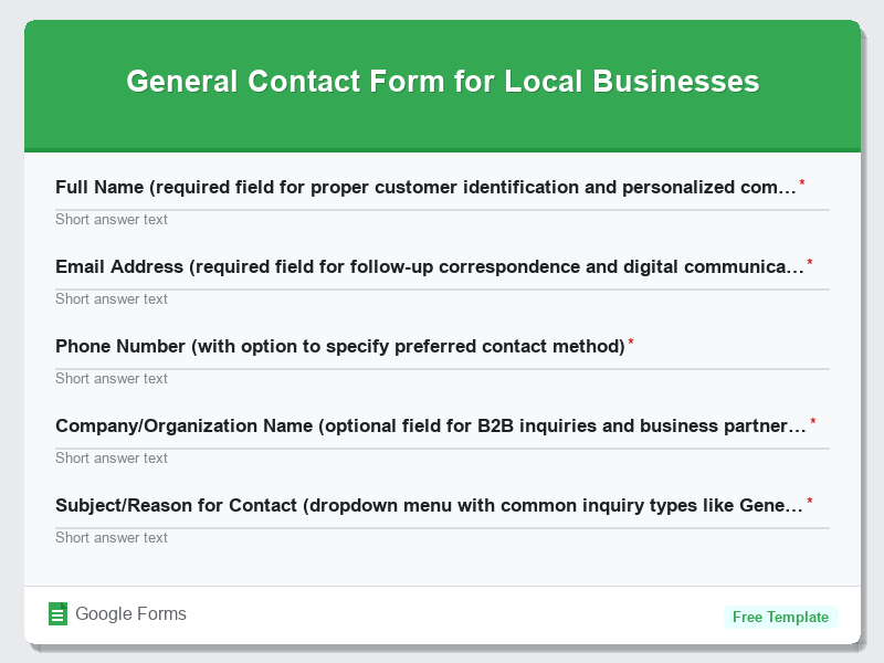 General Contact Form for Local Businesses