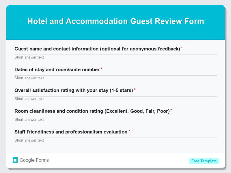 Hotel and Accommodation Guest Review Form