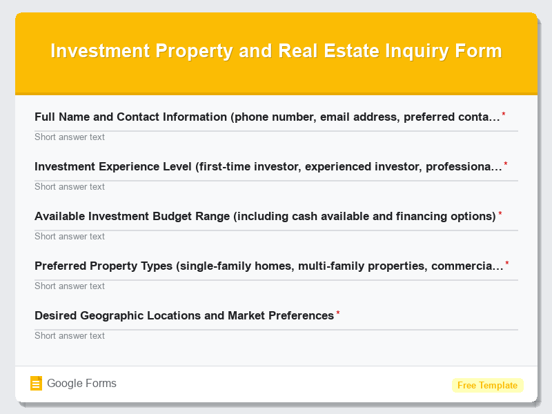Investment Property and Real Estate Inquiry Form