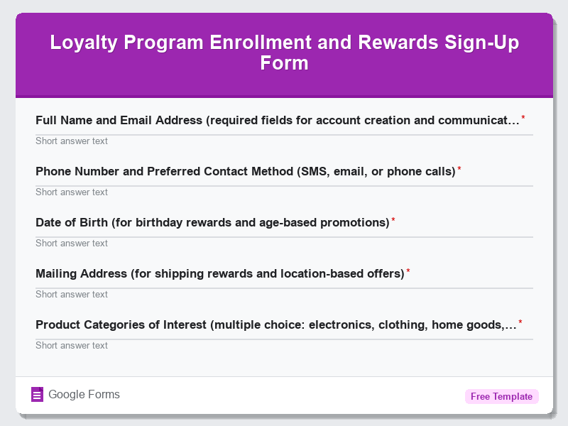 Loyalty Program Enrollment and Rewards Sign-Up Form