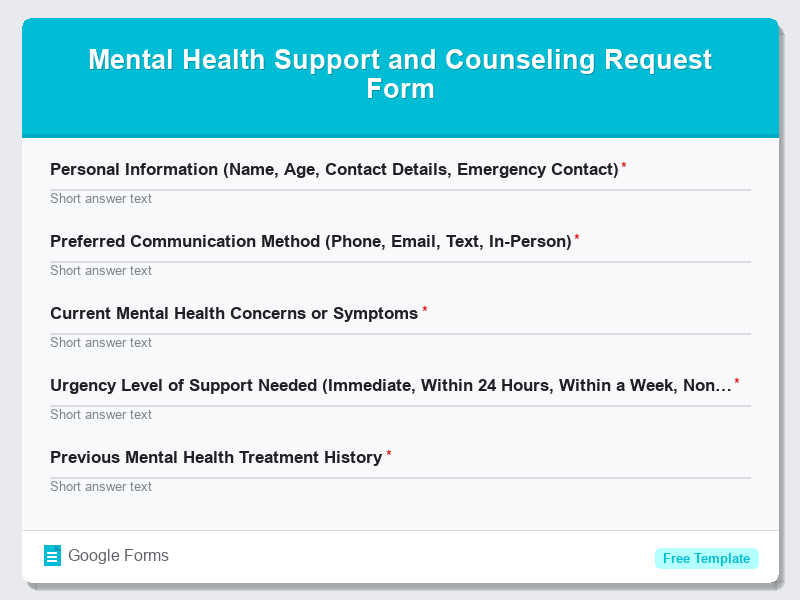 Mental Health Support and Counseling Request Form