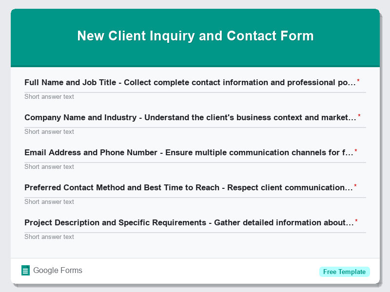 New Client Inquiry and Contact Form