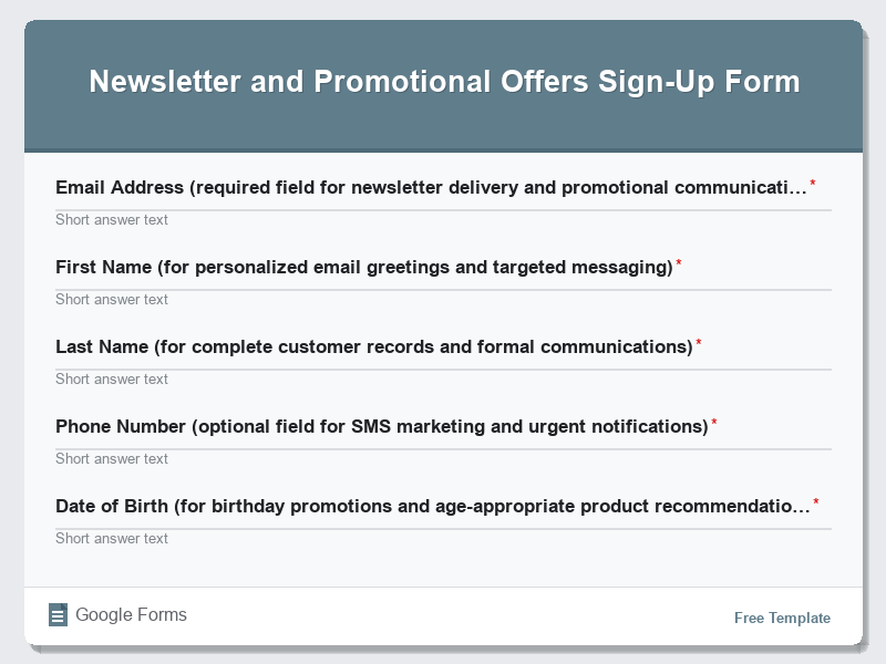Newsletter and Promotional Offers Sign-Up Form