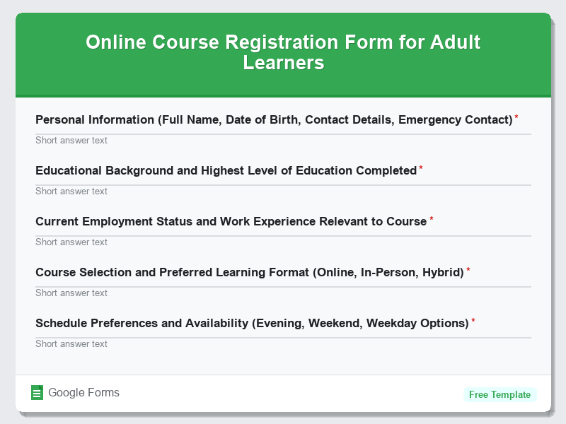 Online Course Registration Form for Adult Learners