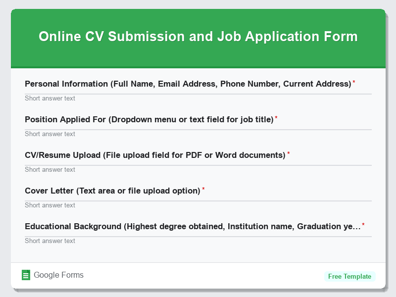 Online CV Submission and Job Application Form
