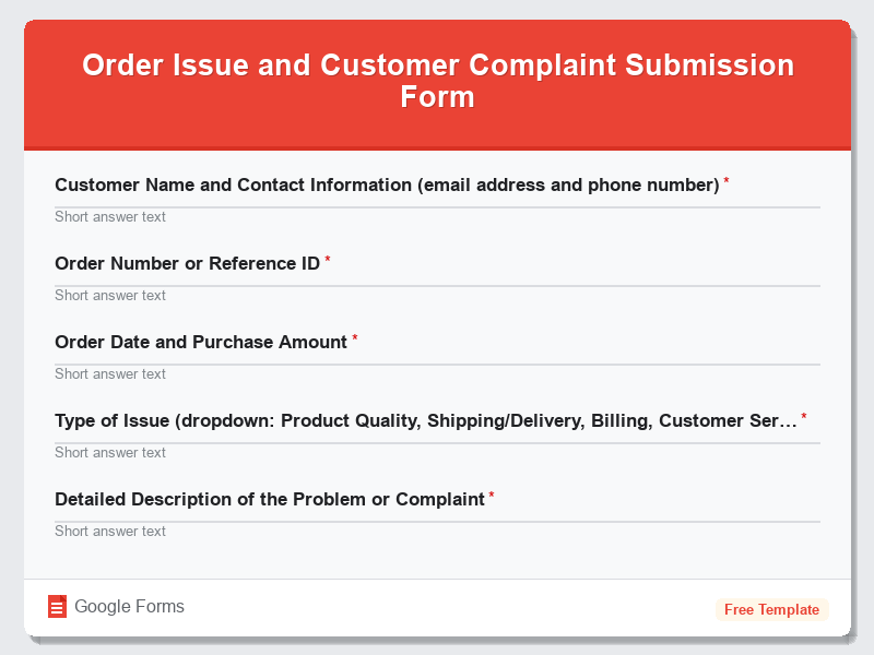 Order Issue and Customer Complaint Submission Form