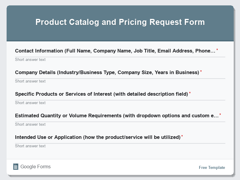 Product Catalog and Pricing Request Form