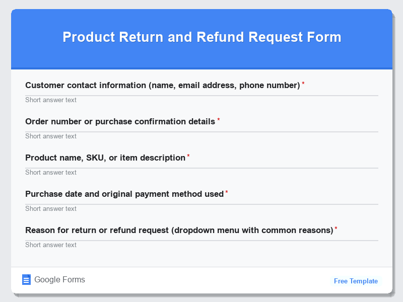 Product Return and Refund Request Form