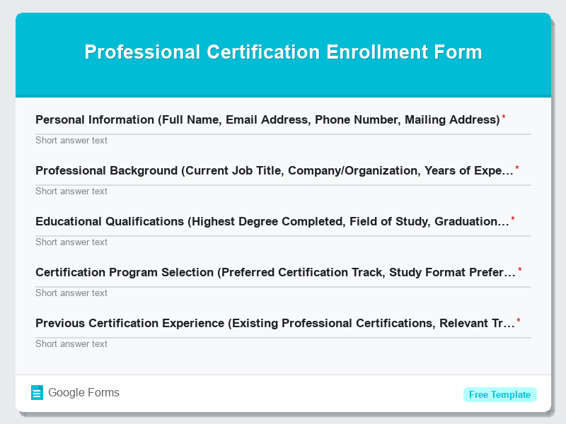 Professional Certification Enrollment Form