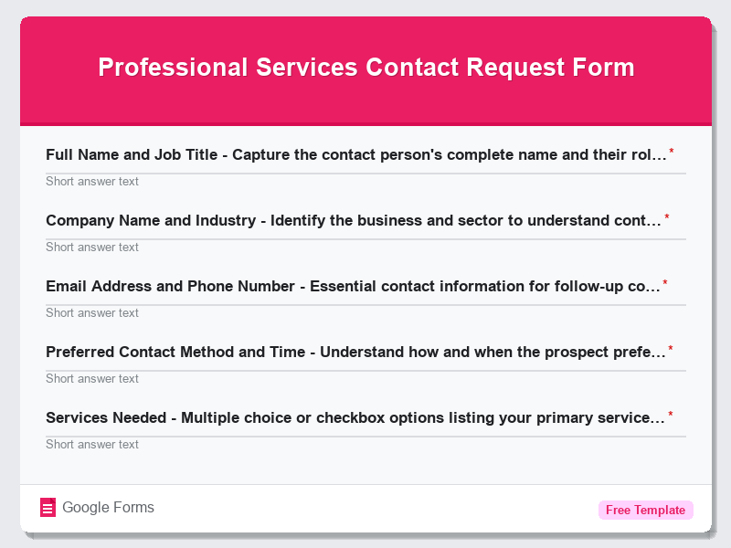 Professional Services Contact Request Form