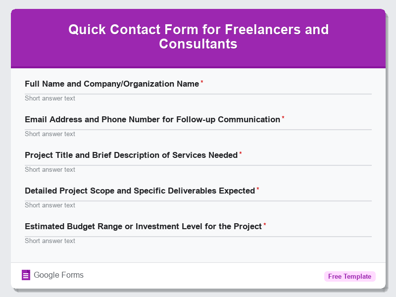Quick Contact Form for Freelancers and Consultants