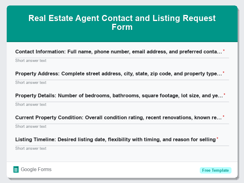 Real Estate Agent Contact and Listing Request Form