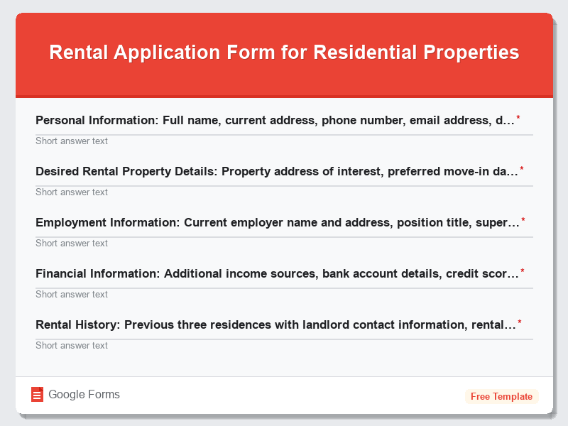 Rental Application Form for Residential Properties