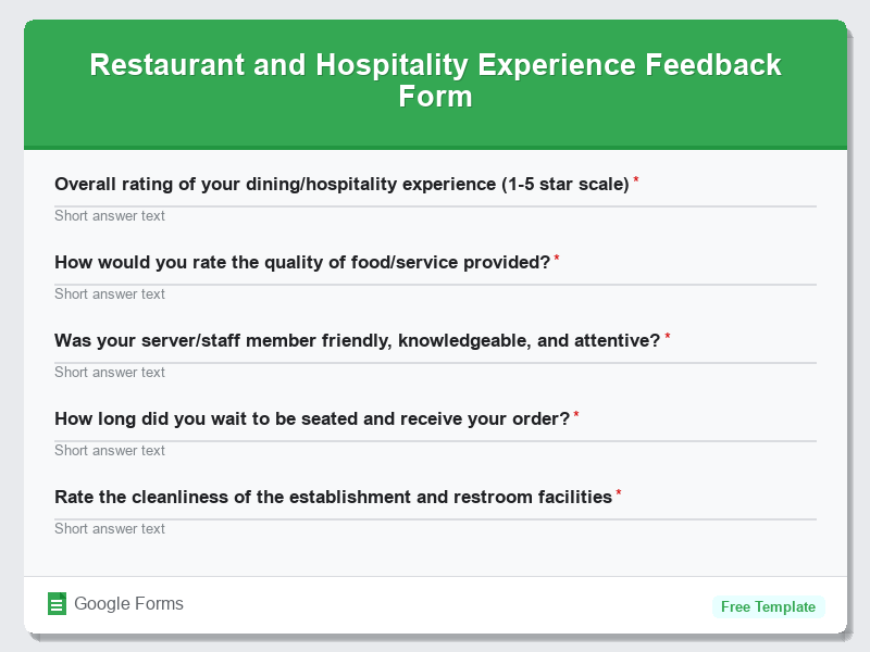 Restaurant and Hospitality Experience Feedback Form