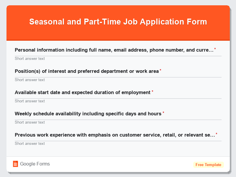 Seasonal and Part-Time Job Application Form