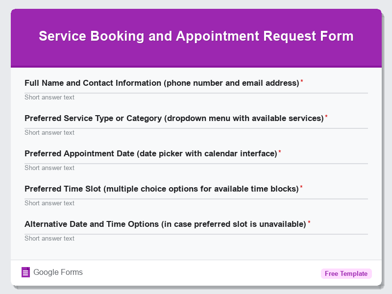 Service Booking and Appointment Request Form