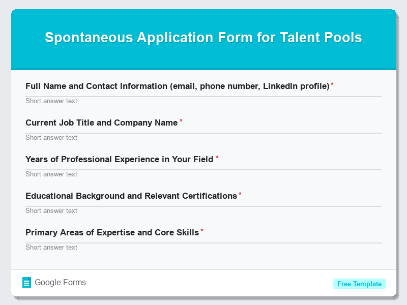 Spontaneous Application Form for Talent Pools