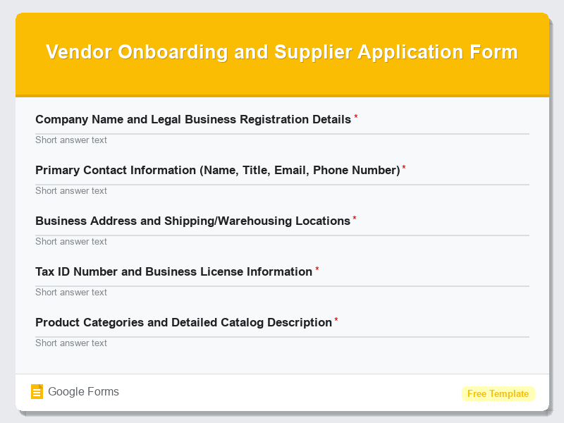 Vendor Onboarding and Supplier Application Form