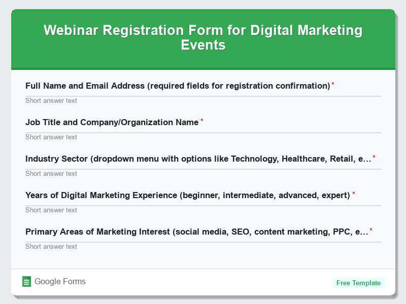 Webinar Registration Form for Digital Marketing Events