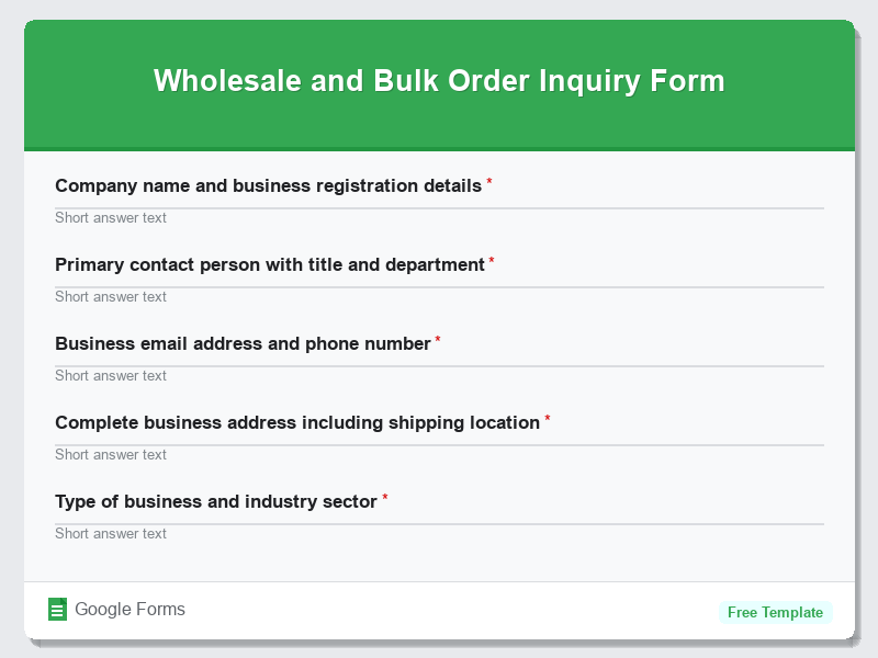 Wholesale and Bulk Order Inquiry Form